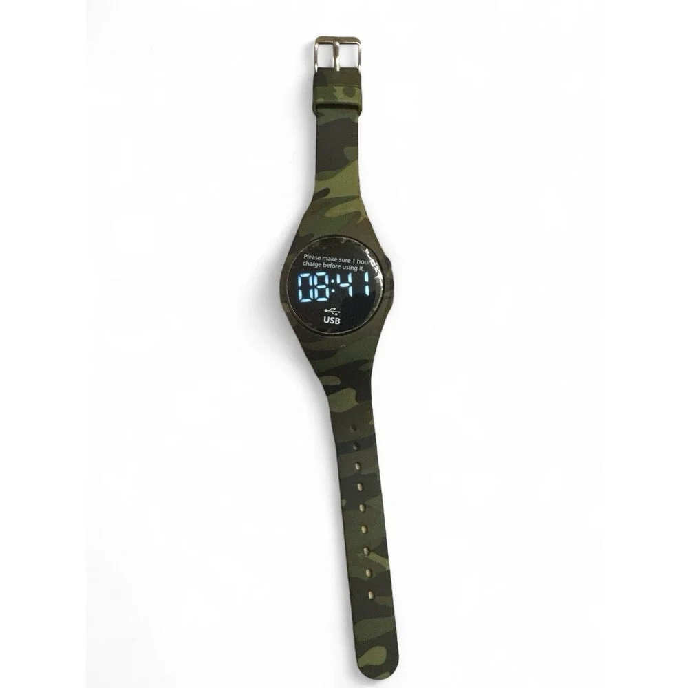 New Green Camo LED Pedometer Watch Direct USB Charging (No cables needed)